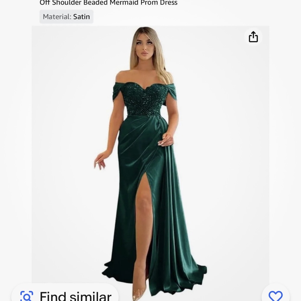 Off Shoulder Beaded    Mermaid Prom Dress , Green,  size 20
